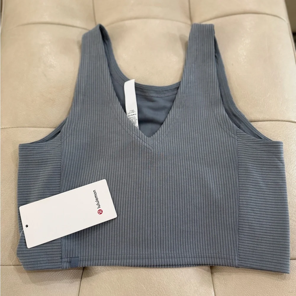 lululemon athletica Ribbed Cropped Tank Top in Light Gray